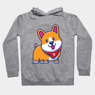 Cute Corgi With Scarf Cartoon Hoodie